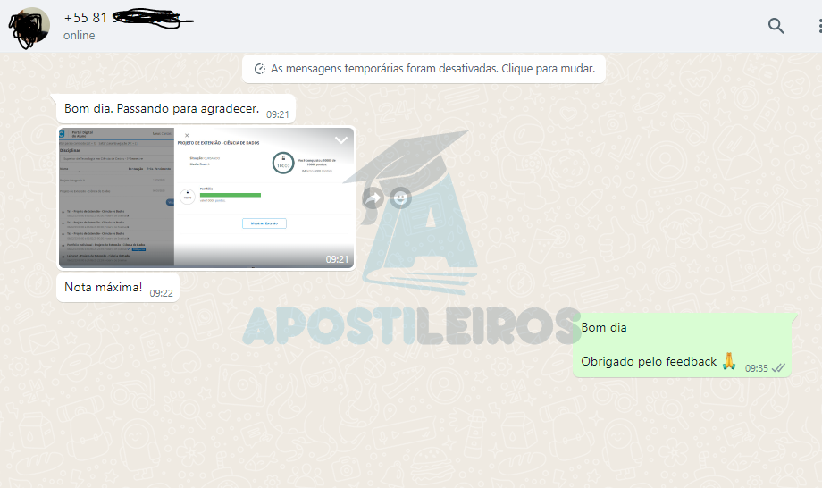 projeto de extensão nota máxima