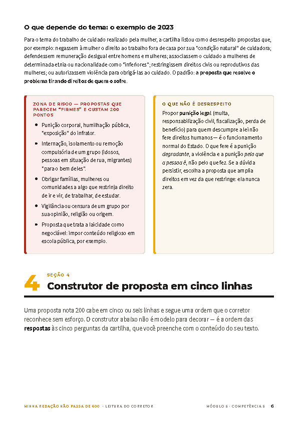 Página do Módulo 5: exemplo de proposta de intervenção antes e depois