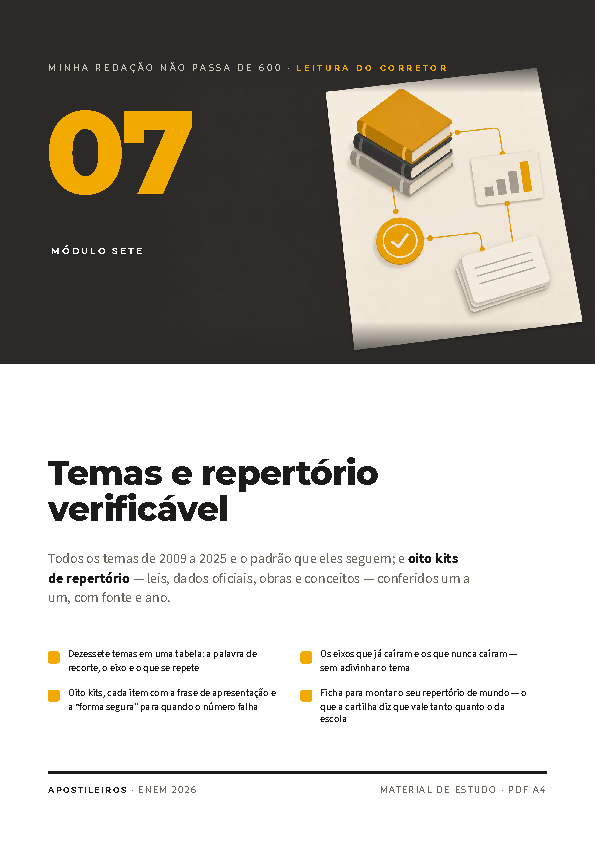 Capa do Módulo 7: temas e repertório verificável