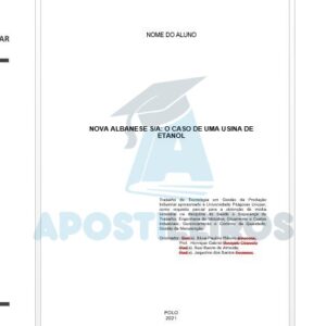 Portfólio Caso da usina de etanol Nova Albanese S/A 2021