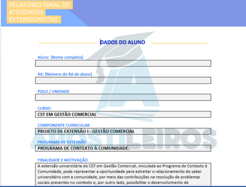 Projeto de Extensão I Gestão Comercial