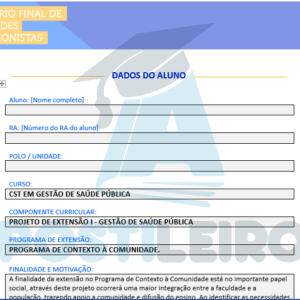 PROJETO DE EXTENSÃO I - GESTÃO DE SAÚDE PÚBLICA