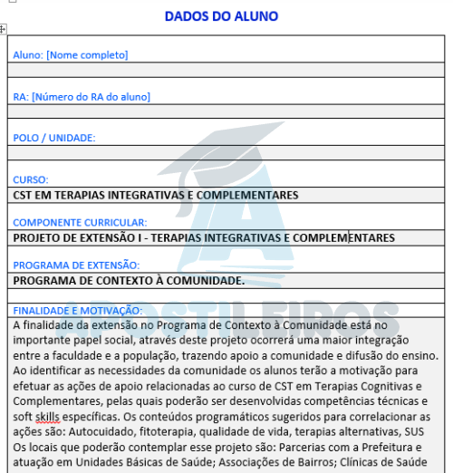 Projeto de Extensão I - Terapias Cognitivas e Complementares