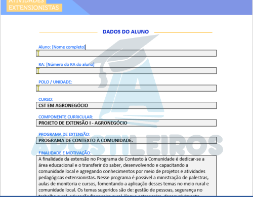 PROJETO DE EXTENSÃO I - AGRONEGÓCIO