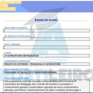 PROJETO DE EXTENSÃO - PEDAGOGIA 2ª LICENCIATURA