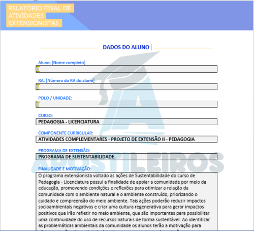 PROJETO DE EXTENSÃO II - PEDAGOGIA