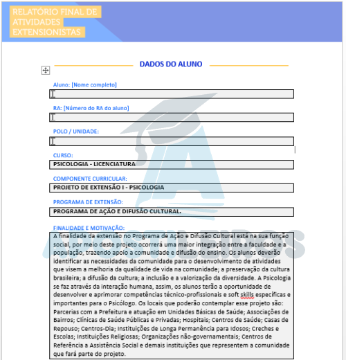 PROJETO DE EXTENSÃO I - PSICOLOGIA