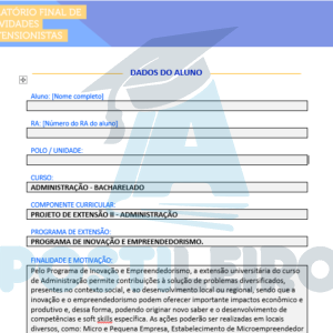 Projeto de Extensão II – Administração