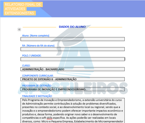 Projeto de Extensão II – Administração