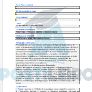 PROJETO DE EXTENSÃO I - GESTÃO DE COOPERATIVAS
