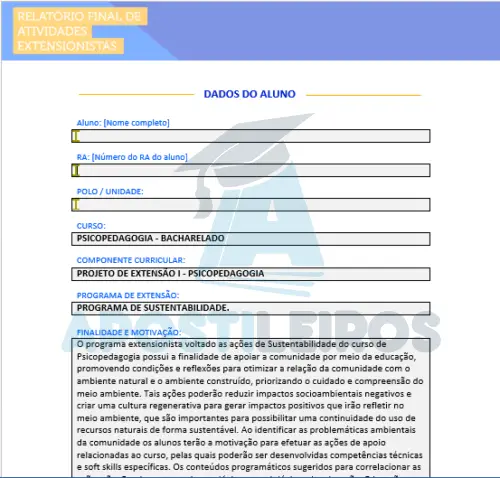 PROJETO DE EXTENSÃO I - PSICOPEDAGOGIA