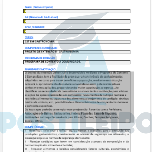 PROJETO DE EXTENSÃO II - GASTRONOMIA