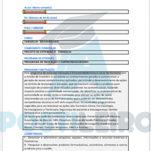 PROJETO DE EXTENSÃO II - FARMÁCIA