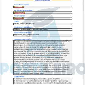 Projeto de Extensão II Gestão Hospitalar
