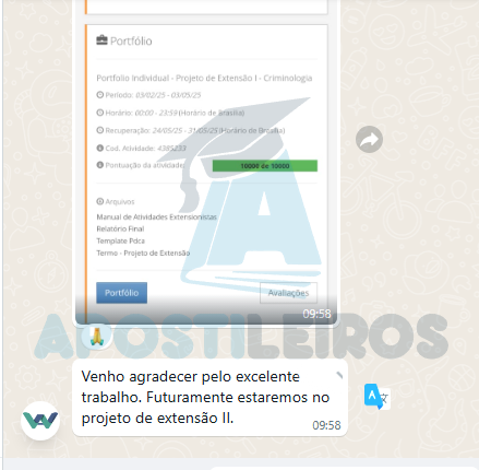 projeto de extensao nota máxima